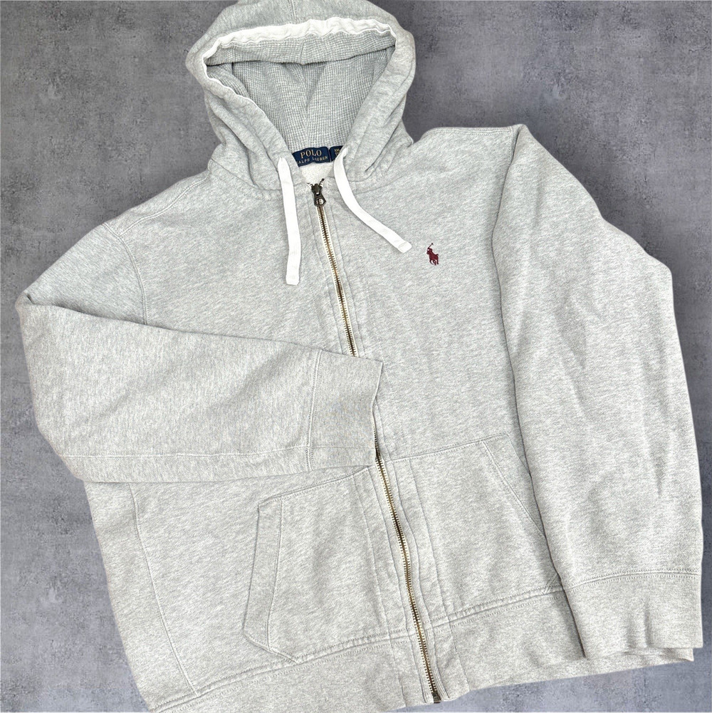 Polo Ralph Lauren Fleece Hoodie Men's Size 2XL Gray Full Zip Pony Gym Activewear